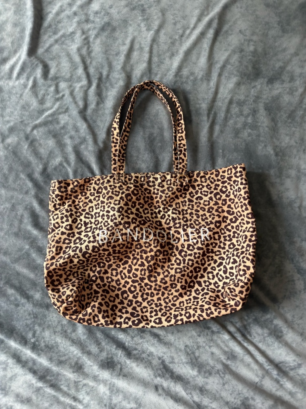 Bandolier leopard print tote bag